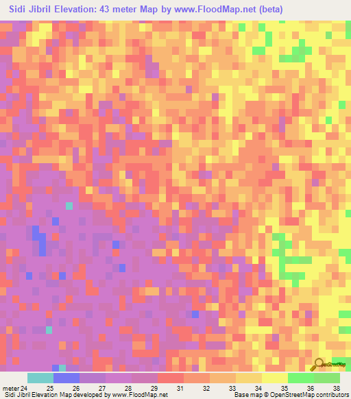 Sidi Jibril,Libya Elevation Map