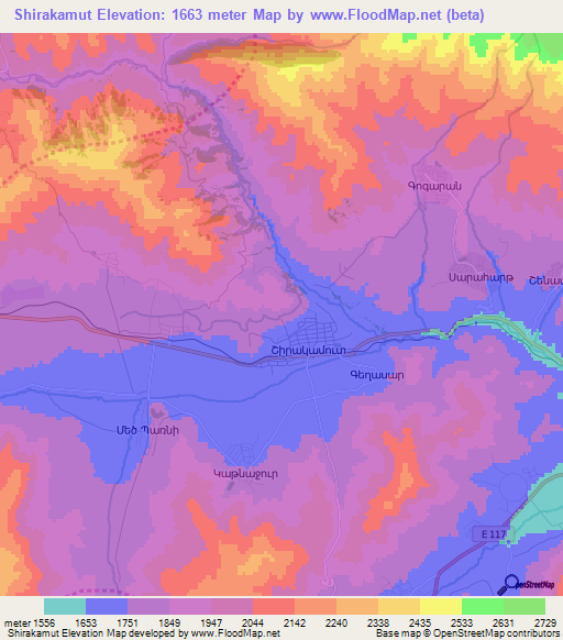 Shirakamut,Armenia Elevation Map
