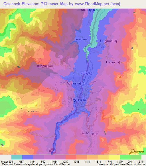 Getahovit,Armenia Elevation Map