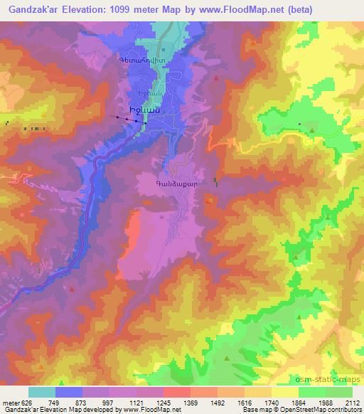 Gandzak'ar,Armenia Elevation Map