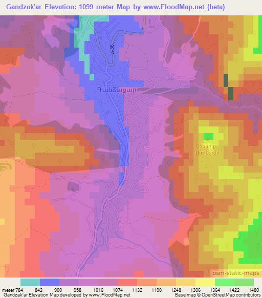 Gandzak'ar,Armenia Elevation Map