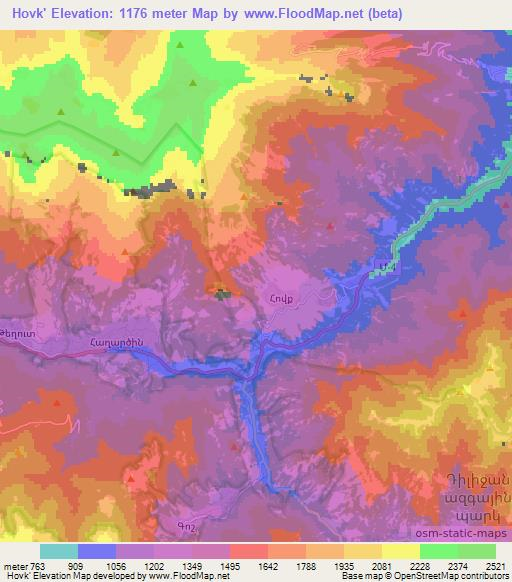 Hovk',Armenia Elevation Map