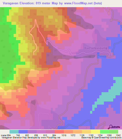 Varagavan,Armenia Elevation Map