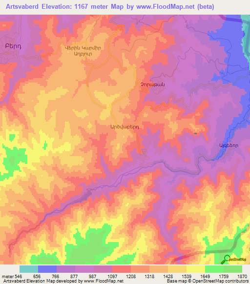 Artsvaberd,Armenia Elevation Map