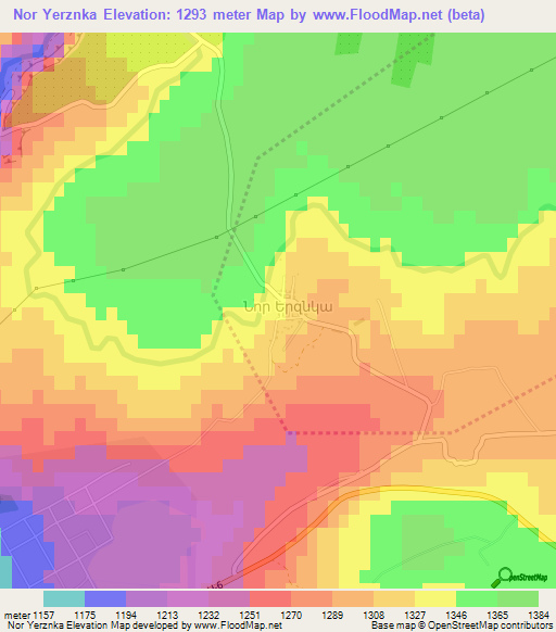 Nor Yerznka,Armenia Elevation Map