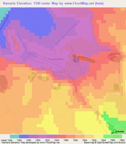 Kamaris,Armenia Elevation Map
