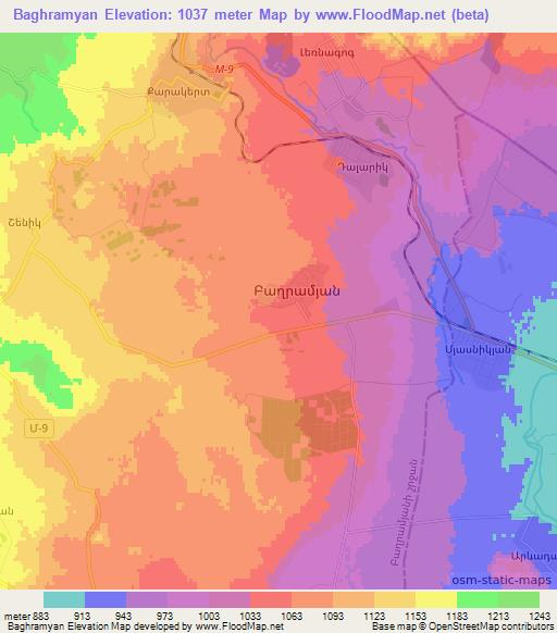 Baghramyan,Armenia Elevation Map