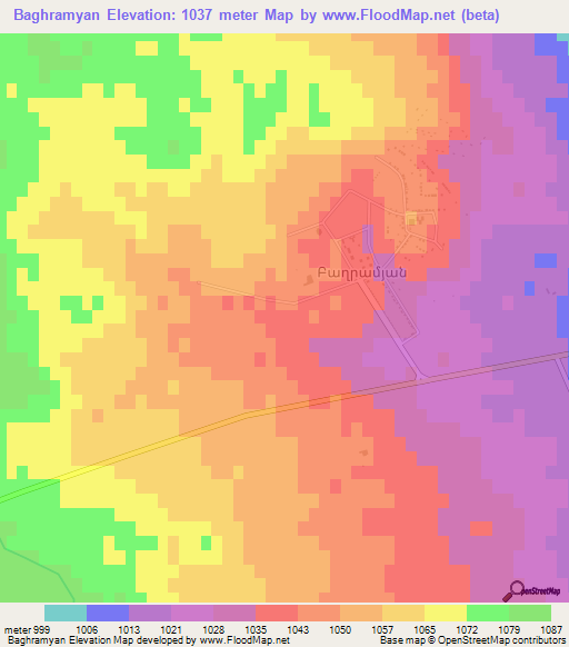 Baghramyan,Armenia Elevation Map