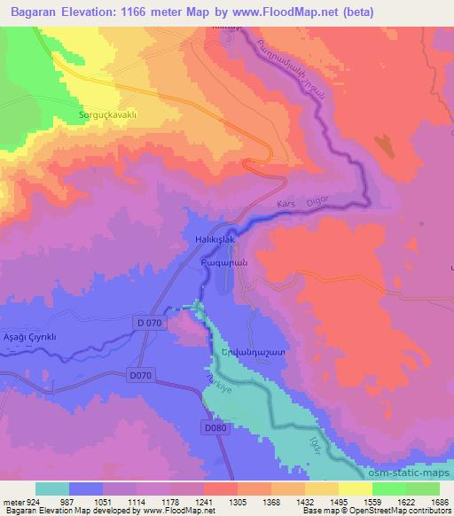 Bagaran,Armenia Elevation Map