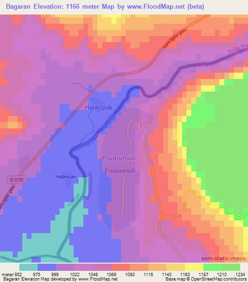 Bagaran,Armenia Elevation Map