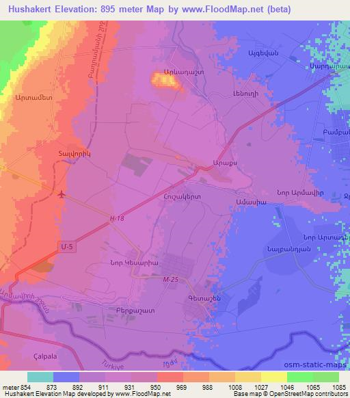 Hushakert,Armenia Elevation Map
