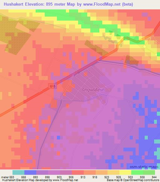 Hushakert,Armenia Elevation Map