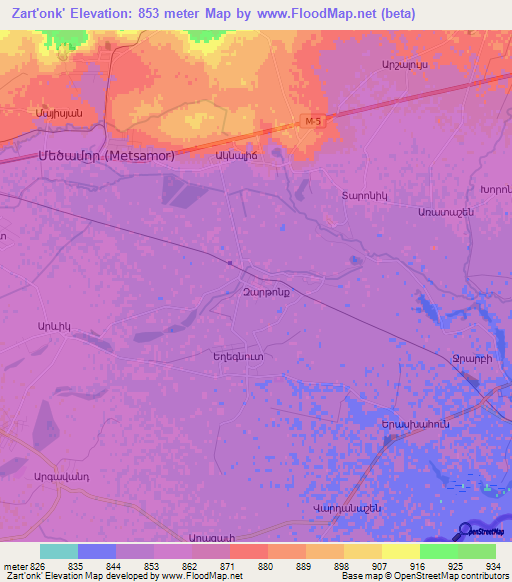 Zart'onk',Armenia Elevation Map
