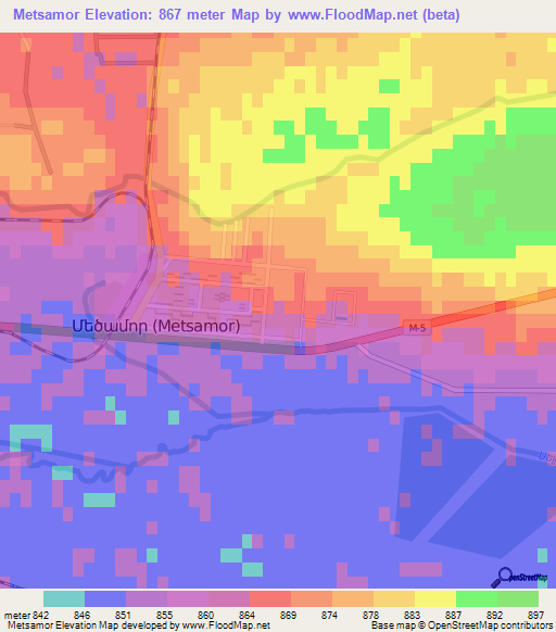 Metsamor,Armenia Elevation Map