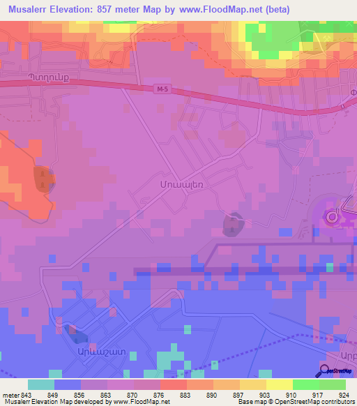 Musalerr,Armenia Elevation Map