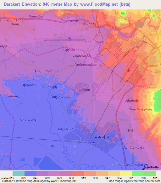 Darakert,Armenia Elevation Map