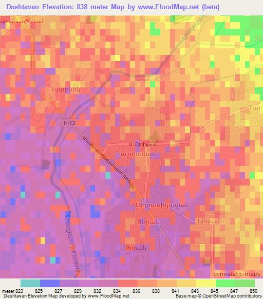Dashtavan,Armenia Elevation Map