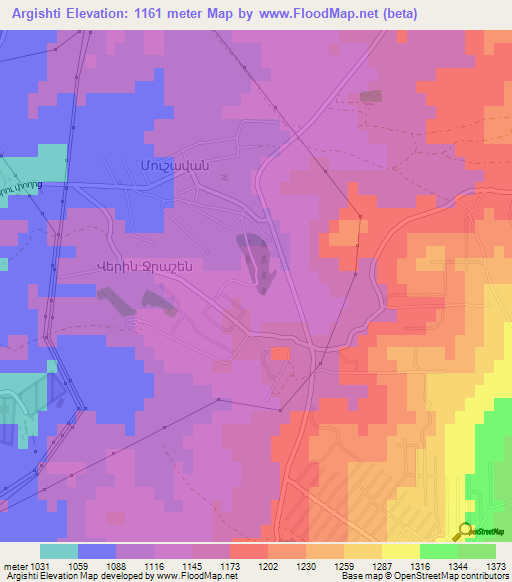 Argishti,Armenia Elevation Map