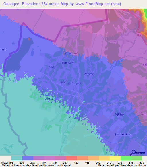 Qabaqcol,Azerbaijan Elevation Map