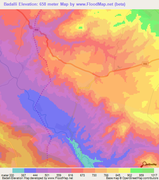 Badalli,Azerbaijan Elevation Map