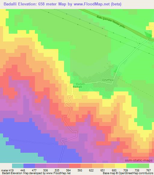 Badalli,Azerbaijan Elevation Map
