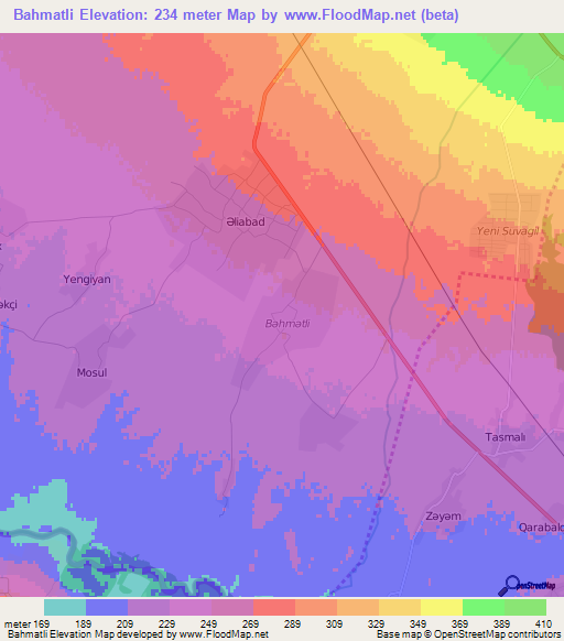 Bahmatli,Azerbaijan Elevation Map