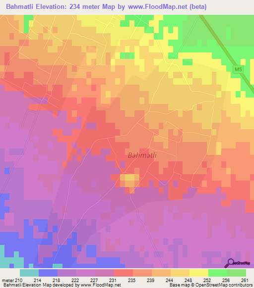 Bahmatli,Azerbaijan Elevation Map