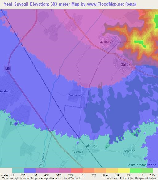 Yeni Suvaqil,Azerbaijan Elevation Map
