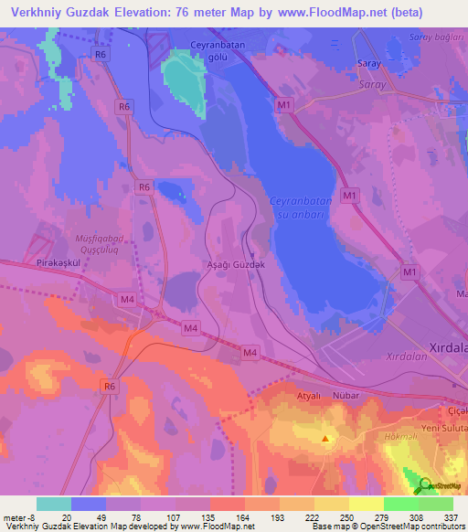 Verkhniy Guzdak,Azerbaijan Elevation Map
