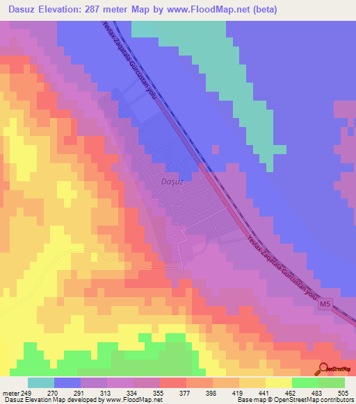 Dasuz,Azerbaijan Elevation Map