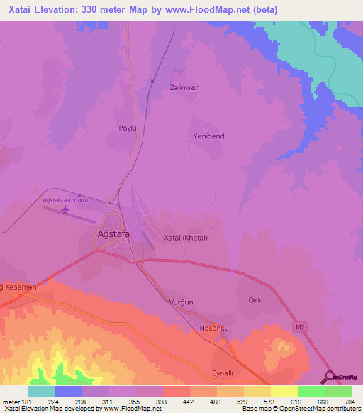Xatai,Azerbaijan Elevation Map