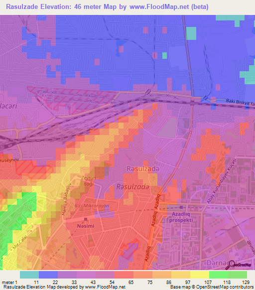Rasulzade,Azerbaijan Elevation Map