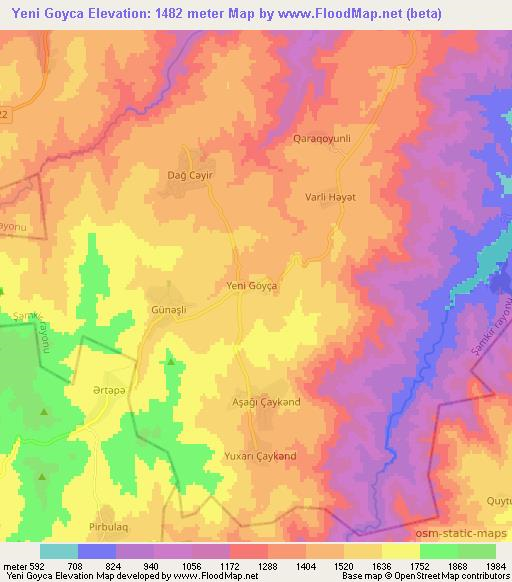 Yeni Goyca,Azerbaijan Elevation Map