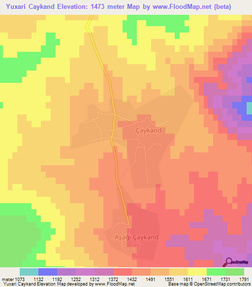 Yuxari Caykand,Azerbaijan Elevation Map