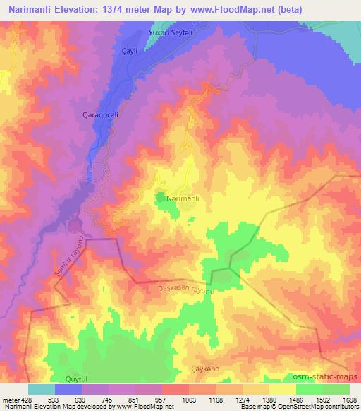 Narimanli,Azerbaijan Elevation Map