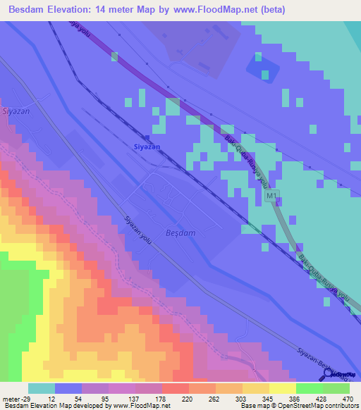 Besdam,Azerbaijan Elevation Map