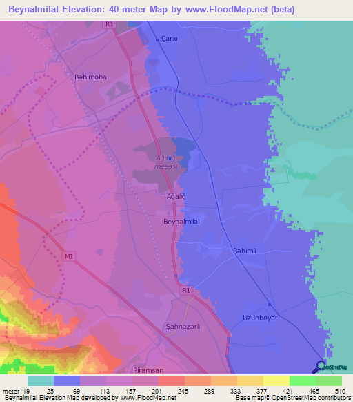 Beynalmilal,Azerbaijan Elevation Map