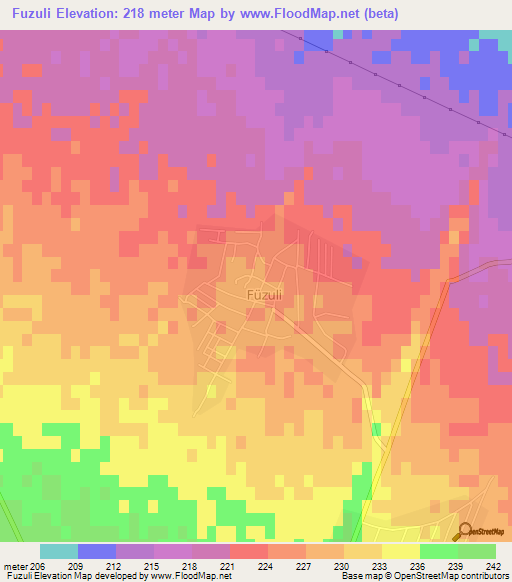 Fuzuli,Azerbaijan Elevation Map