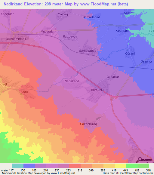 Nadirkand,Azerbaijan Elevation Map