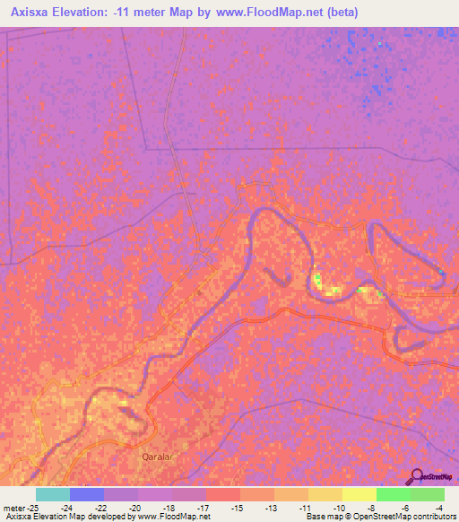 Axisxa,Azerbaijan Elevation Map