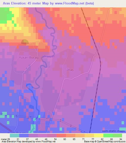 Aras,Azerbaijan Elevation Map