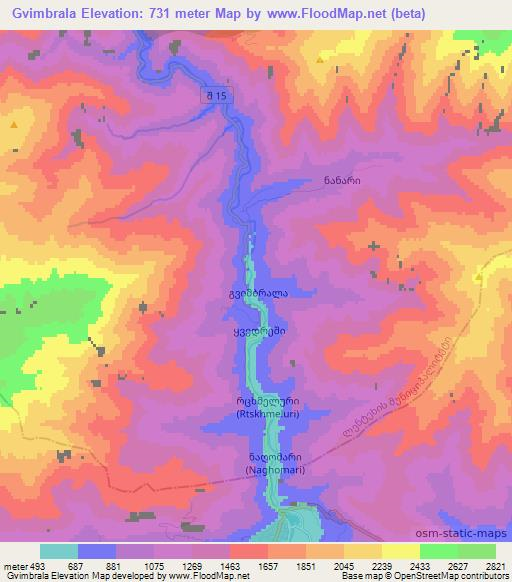 Gvimbrala,Georgia Elevation Map