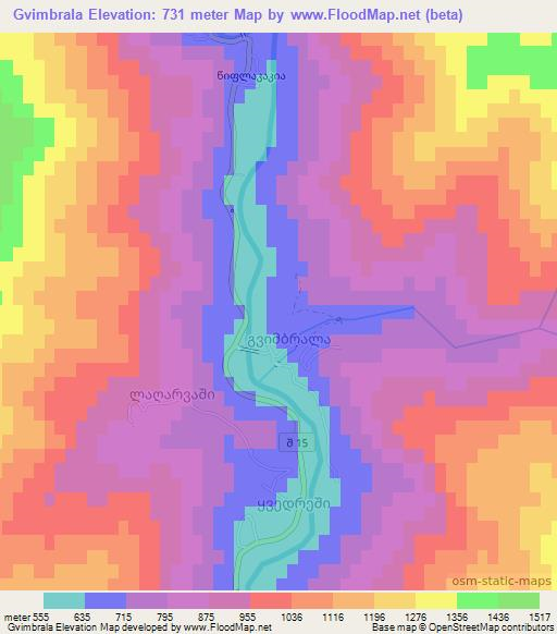 Gvimbrala,Georgia Elevation Map