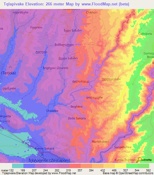 Tqlapivake,Georgia Elevation Map