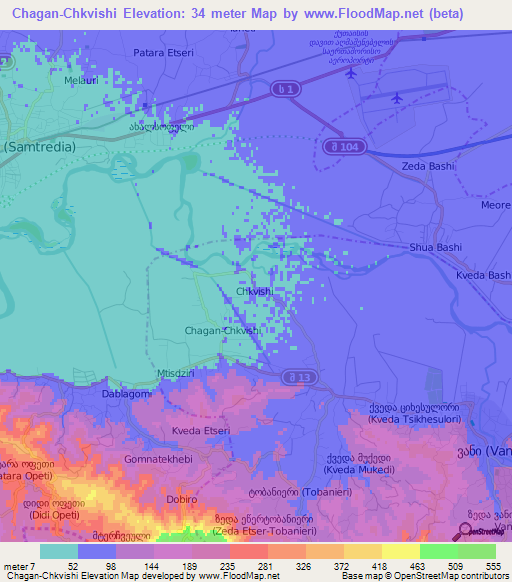 Chagan-Chkvishi,Georgia Elevation Map