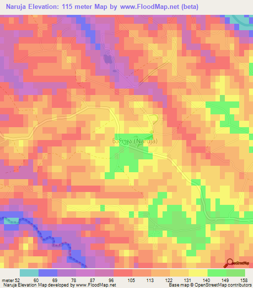 Naruja,Georgia Elevation Map