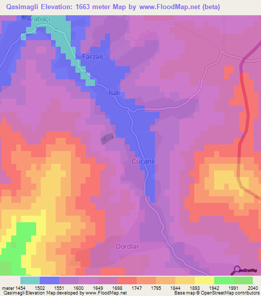 Qasimagli,Azerbaijan Elevation Map