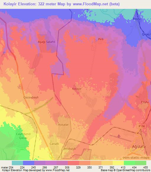 Kolayir,Azerbaijan Elevation Map