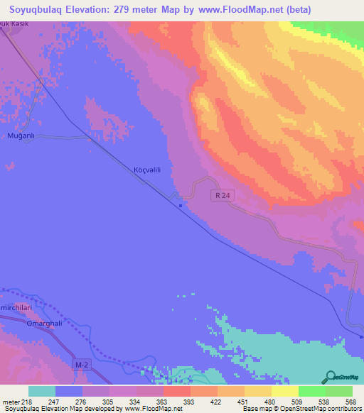 Soyuqbulaq,Azerbaijan Elevation Map