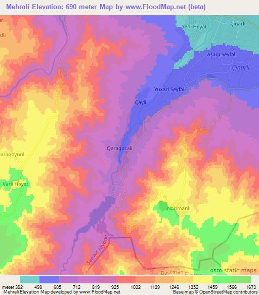 Mehrali,Azerbaijan Elevation Map